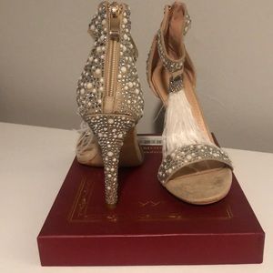 Size 9 Stiletto pearl and silver stud heels